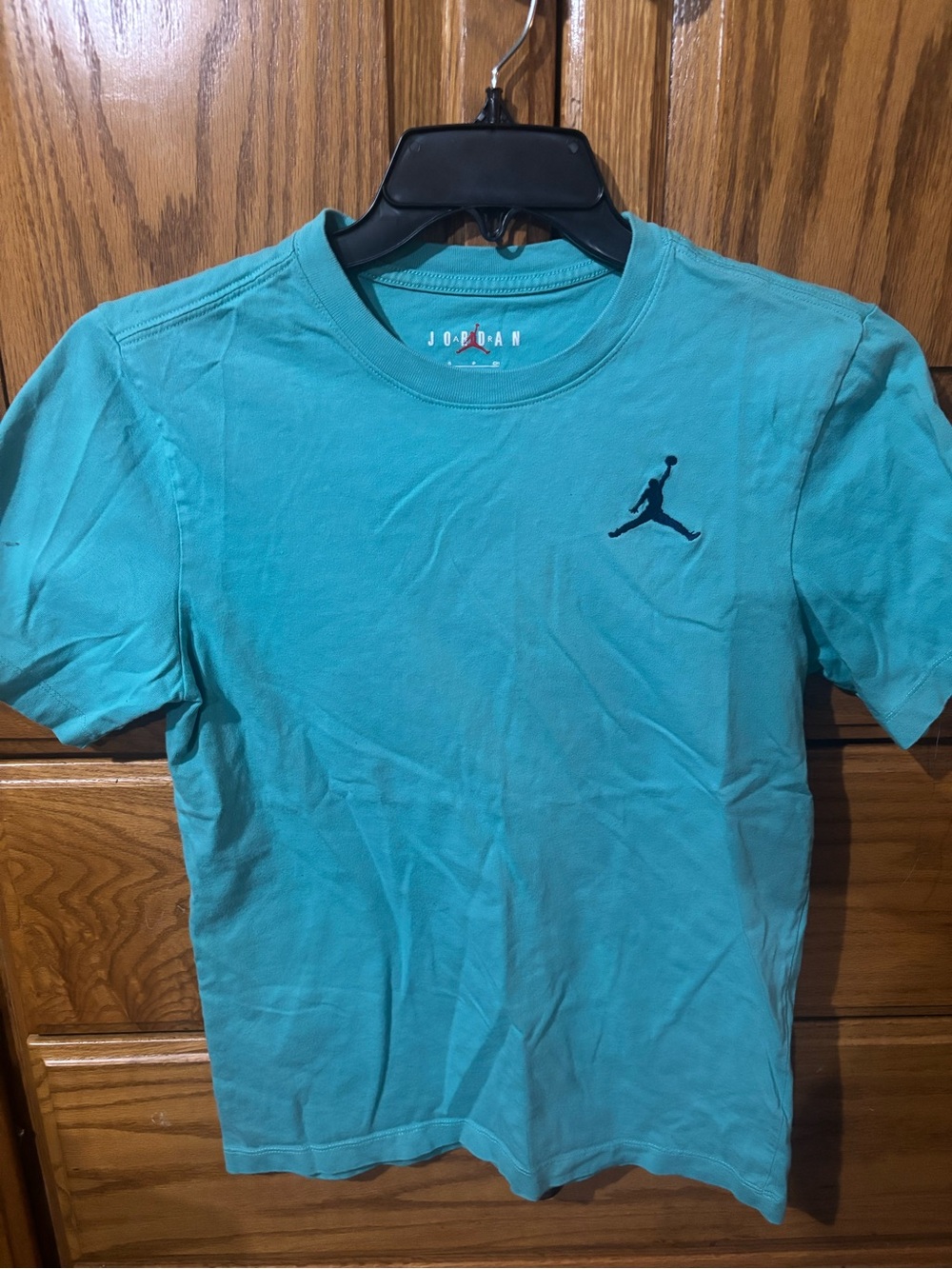 Jordan Teal Short-Sleeve Crewneck with Navy Jumpman